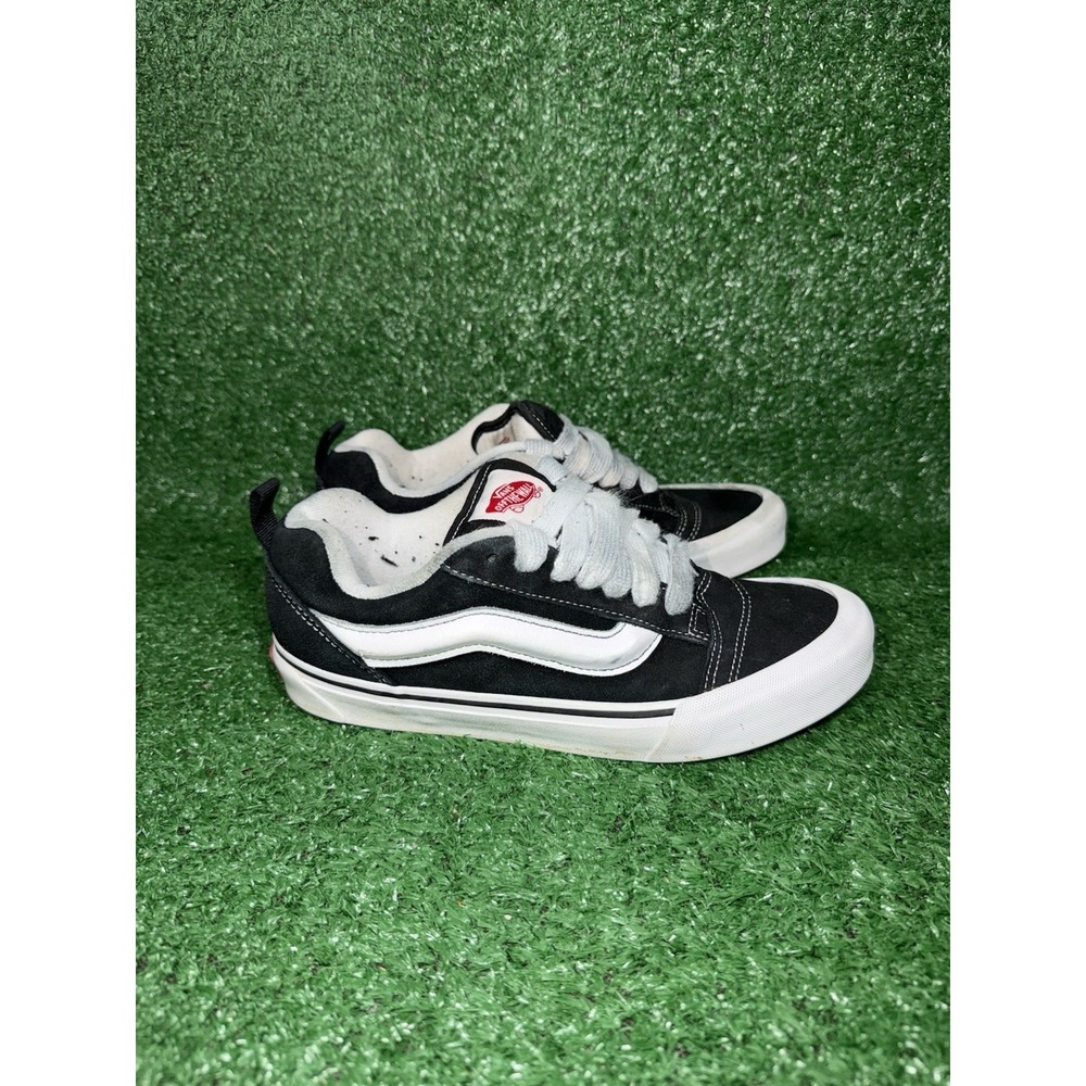 Vans Knu School Women Size 8 Black White Casual Skate Shoes Chunky Logo Sneakers